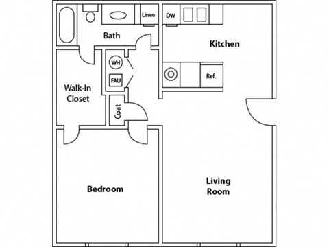 Floor Plan 1 Bedroom 1 Bath A at Los Feliz, California